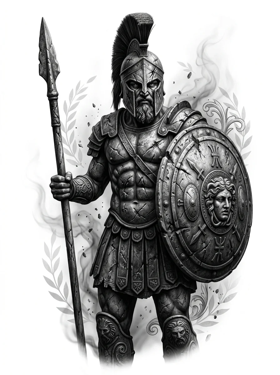 Ares — tattoo design concept, not a photograph of a tattoo
