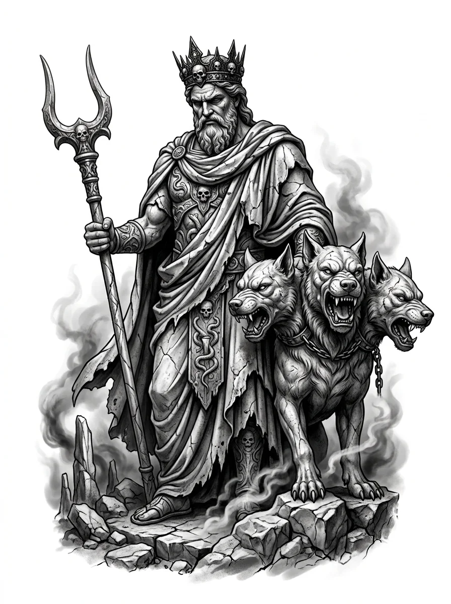 Hades — tattoo design concept, not a photograph of a tattoo