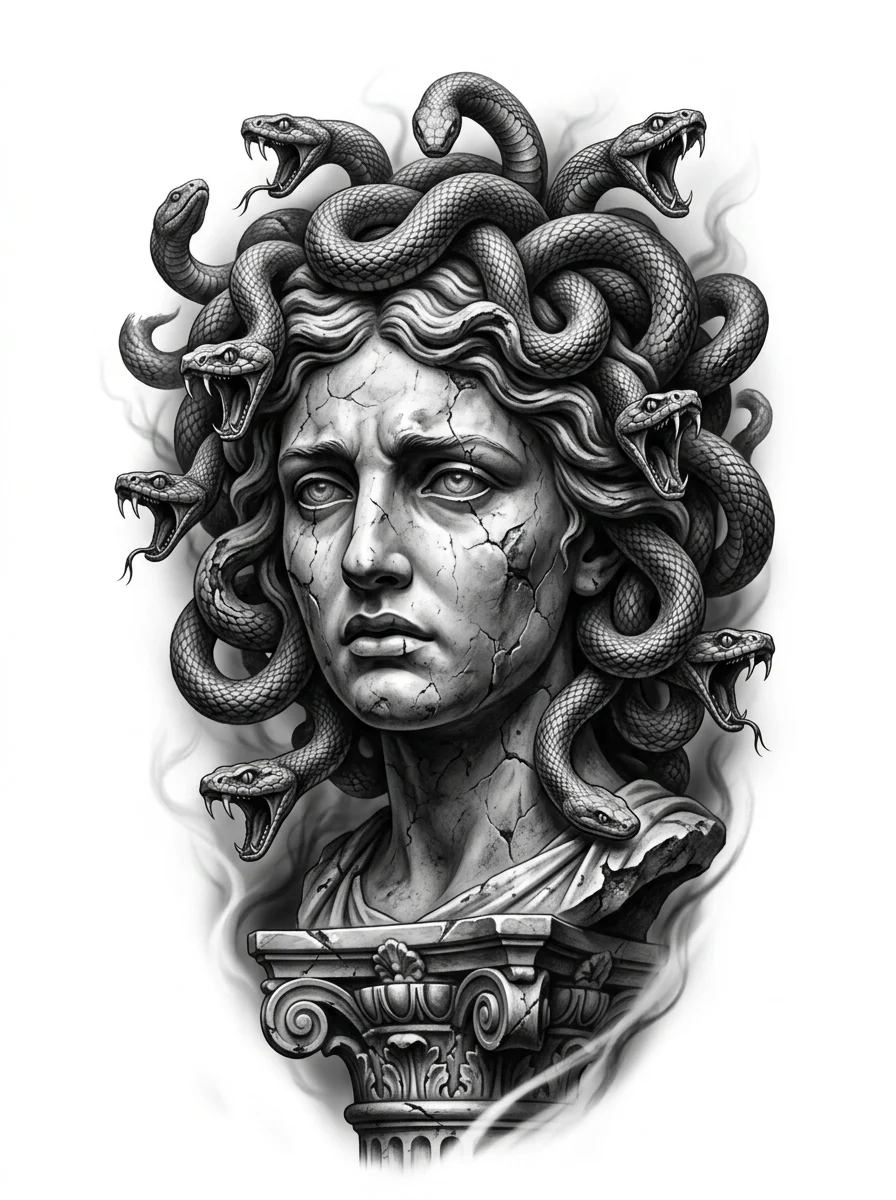 Medusa — tattoo design concept, not a photograph of a tattoo