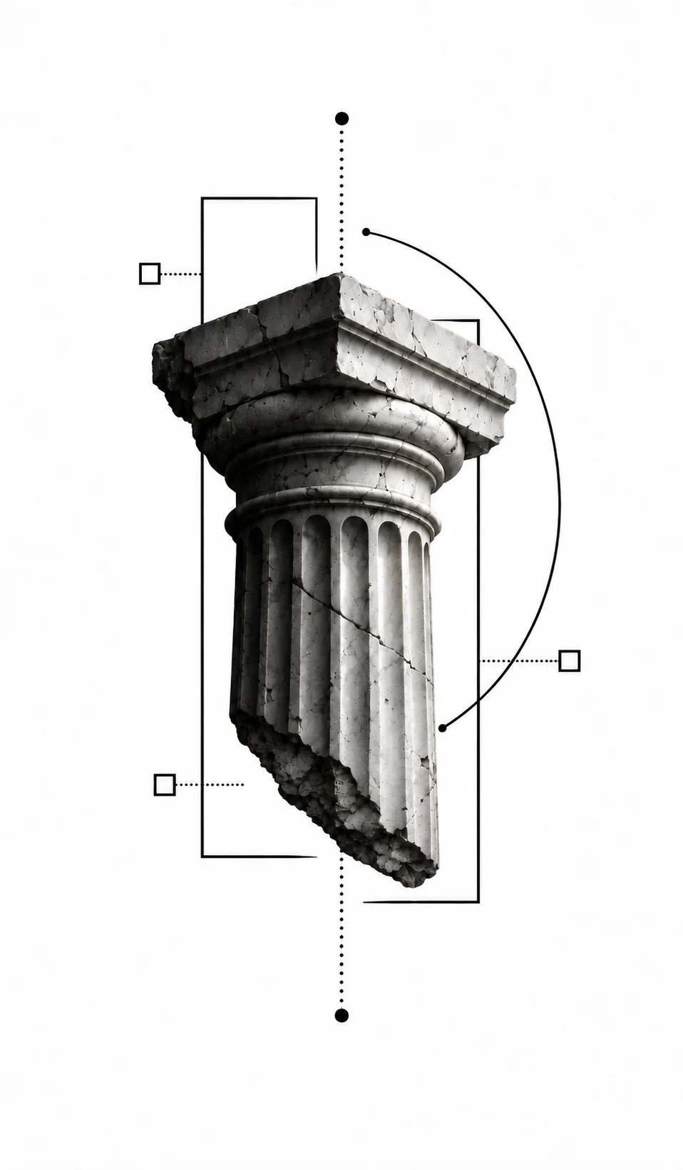 Broken Column — tattoo design concept, not a photograph of a tattoo