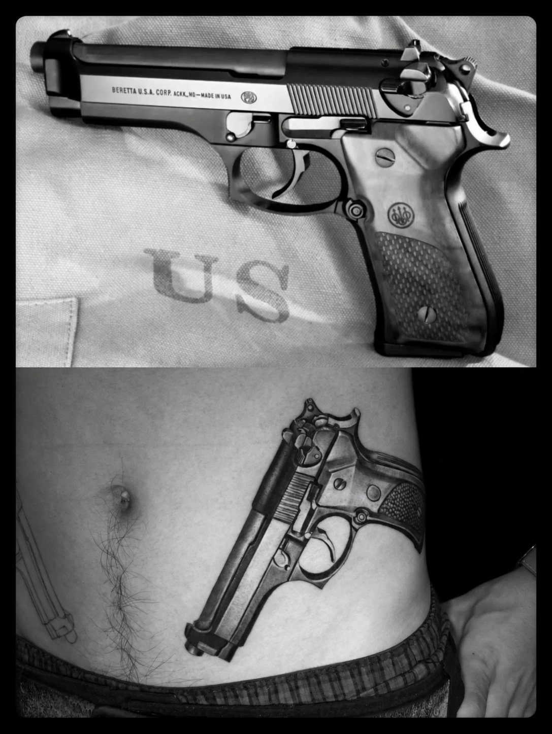 Metal in black & grey · Finished tattoo