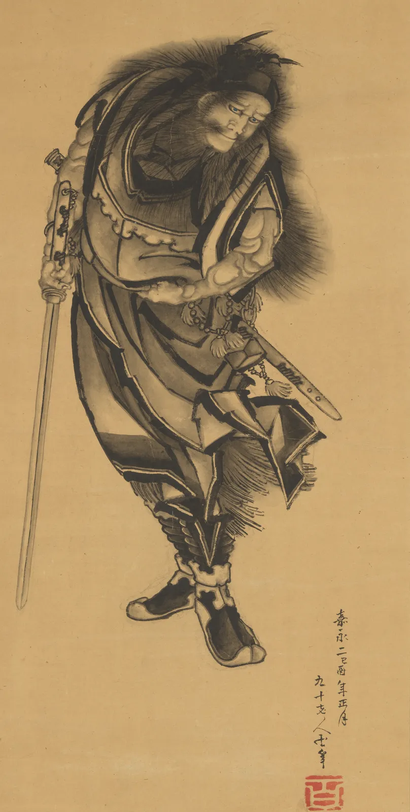 Black Shōki, the Demon Queller, by Katsushika Hokusai — museum image, public domain